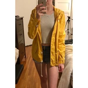 Gap Yellow Zip Up/Button Rain Coat, XS